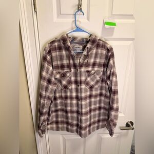 Carhartt Women's Plaid Button-Down Shirt Jacket in Brown and Cream